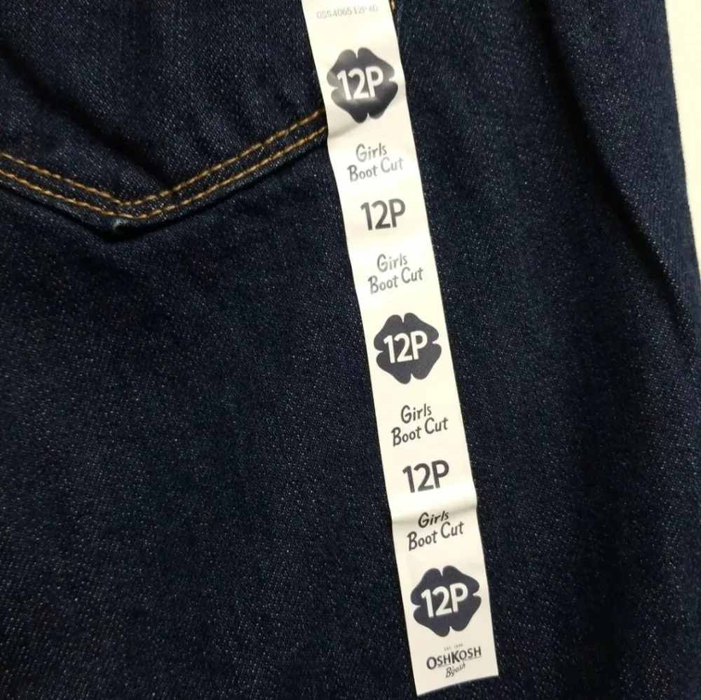Girls B'gosh Boot Cut Jeans, Size 12P(31 x  25) Dark Wash, Adjustable Waist